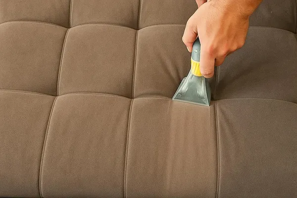 Почистване на диван с професионална машина